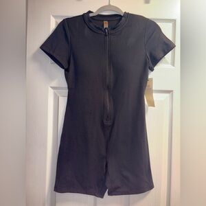 Mono B Black Zip-Up Spandex Blend Romper
